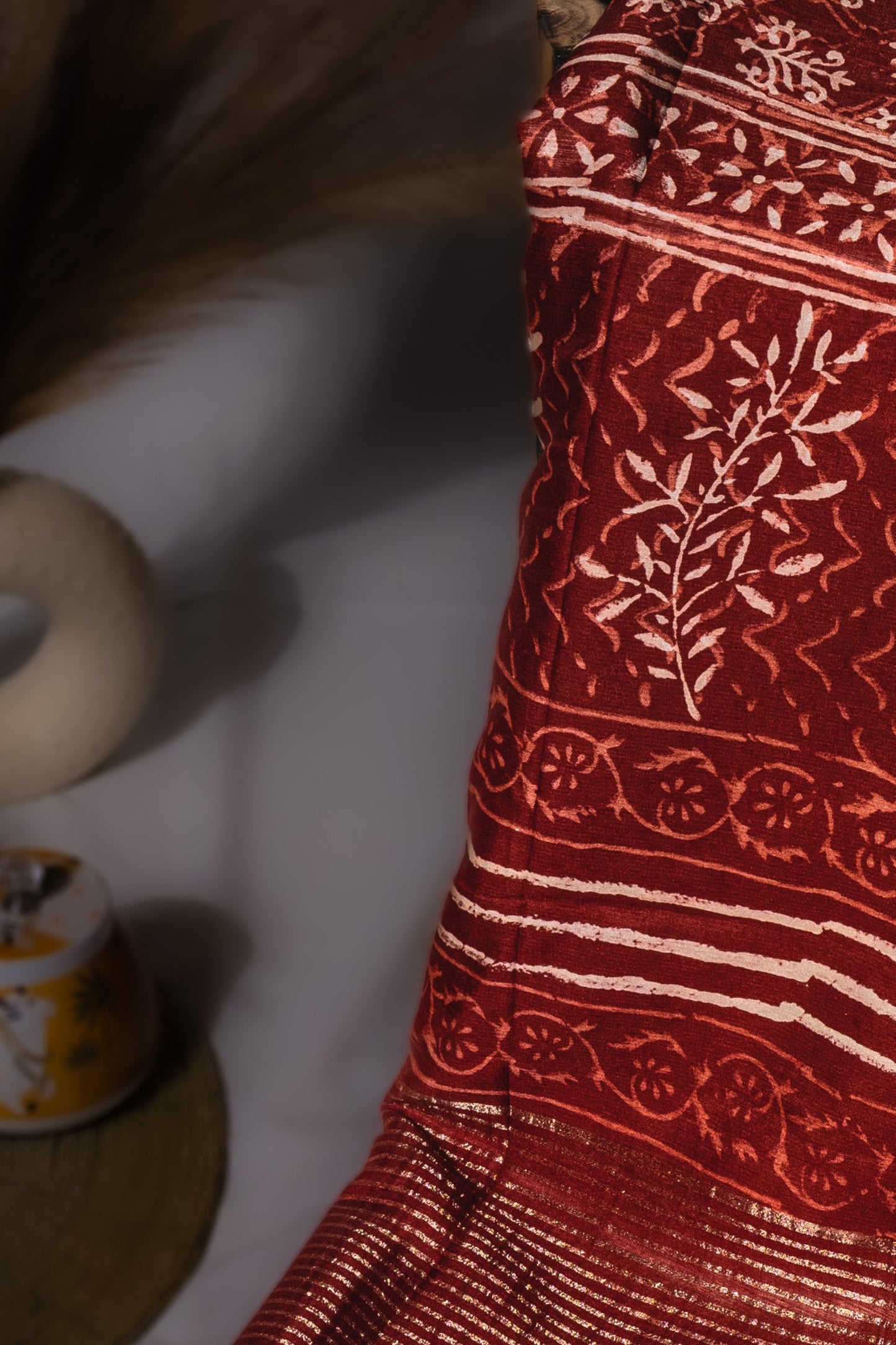 Sutrayan Maroon Majesty - Handwoven Silk Saree with Antique Zari Weave and Traditional Buta