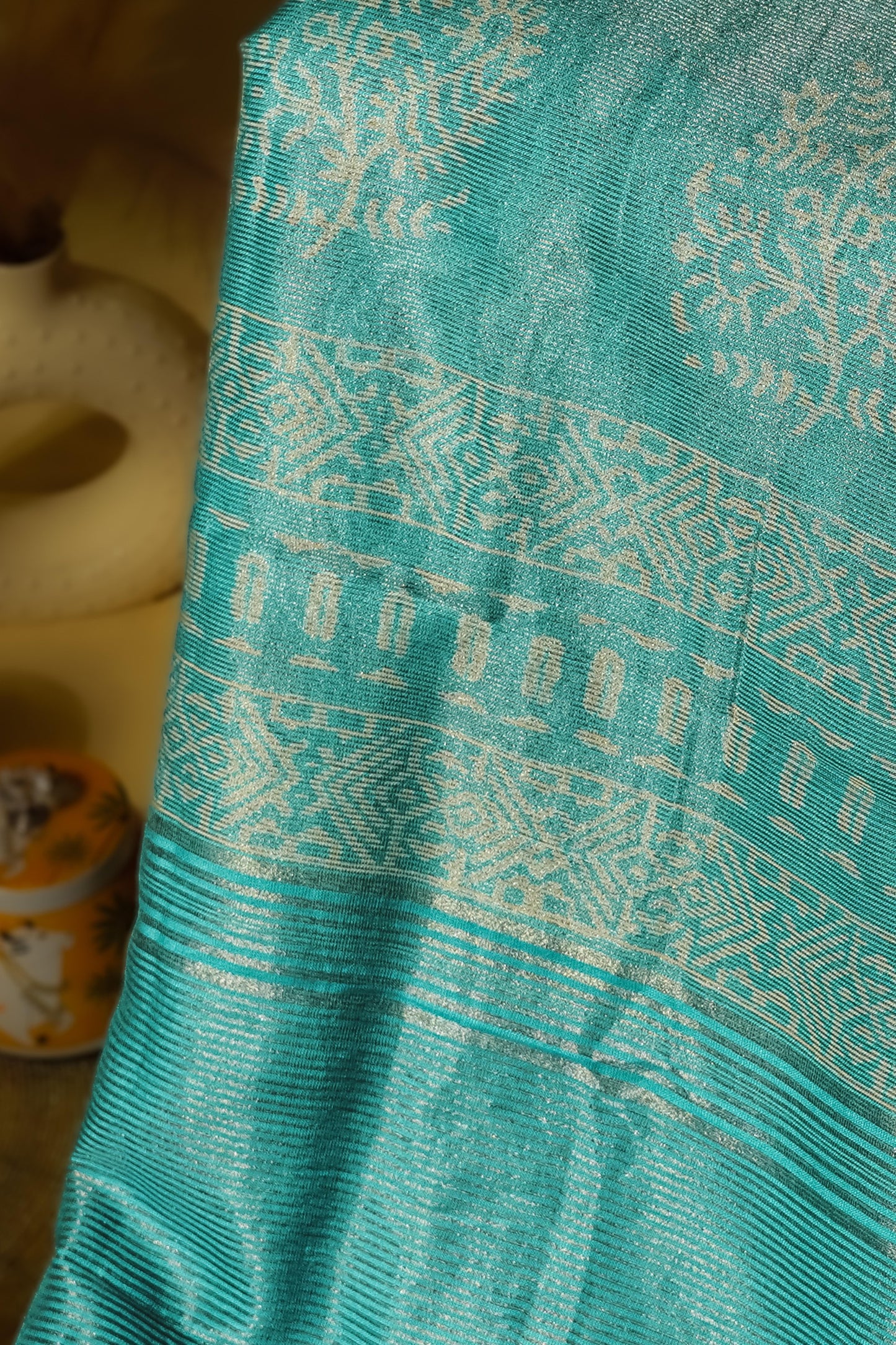 Neelkamal - Icy Teal Tissue Silk Saree