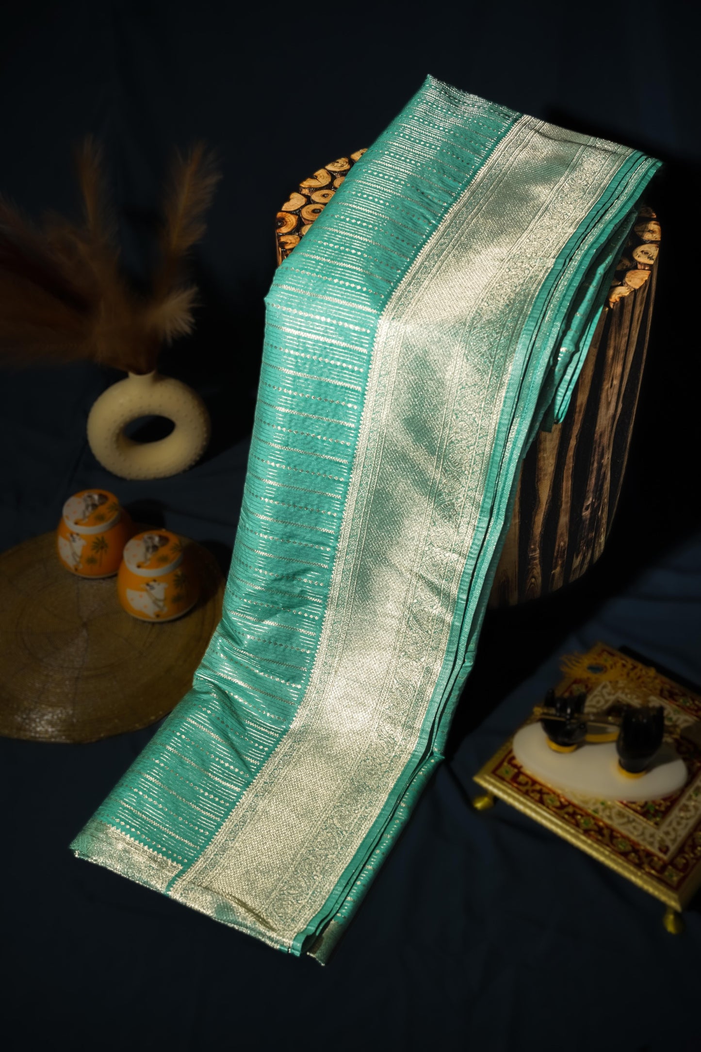 Sutrayan Mint Sheen — Soft Silk Saree with Subtle Zari Accents