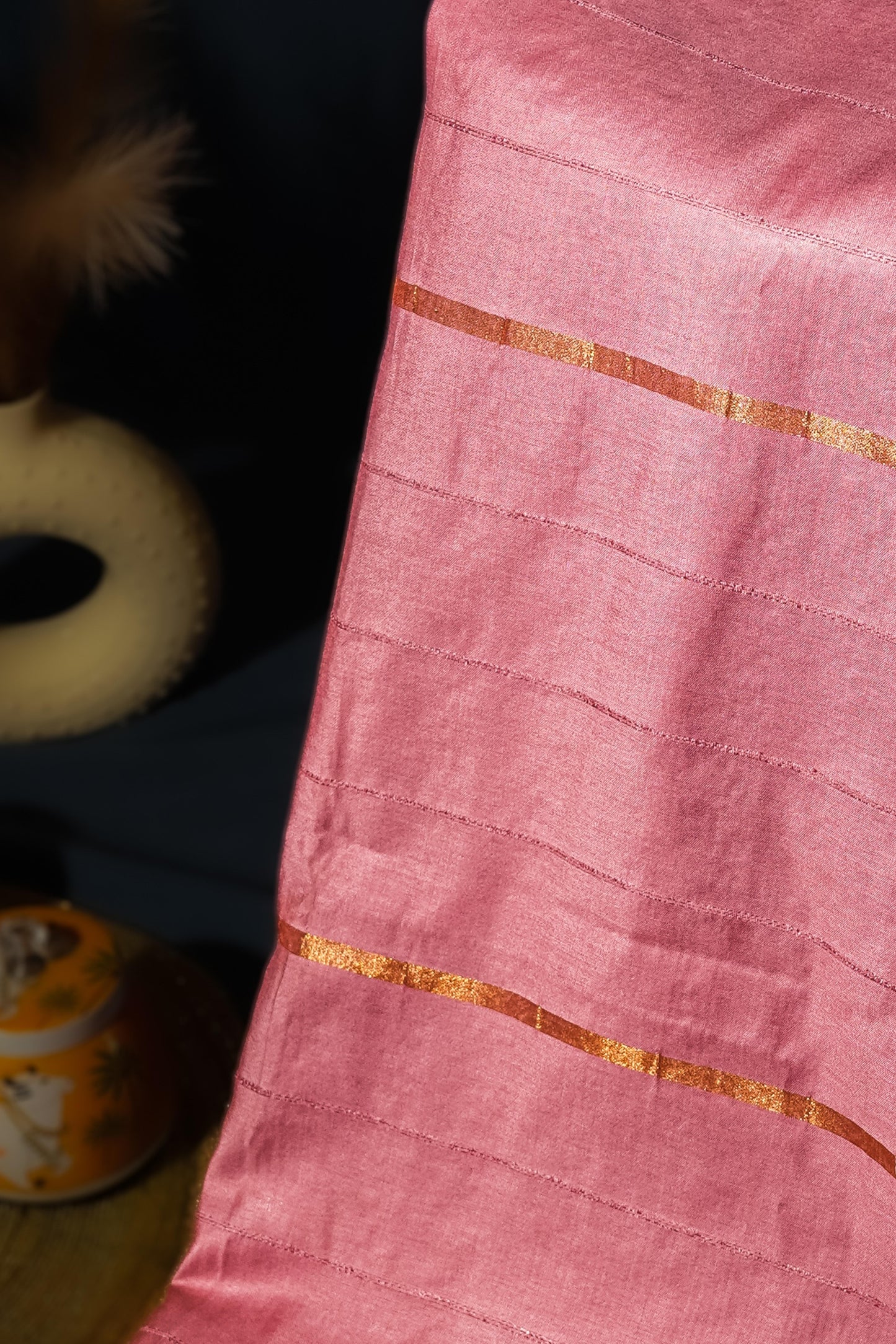 Gulab Zari — Blush Copper Handwoven Silk Saree