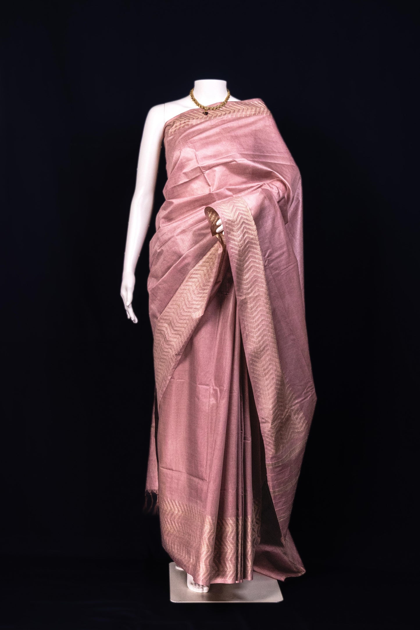 Sutrayan Rose Dust — Handwoven Chanderi Silk Saree in Subtle Blush