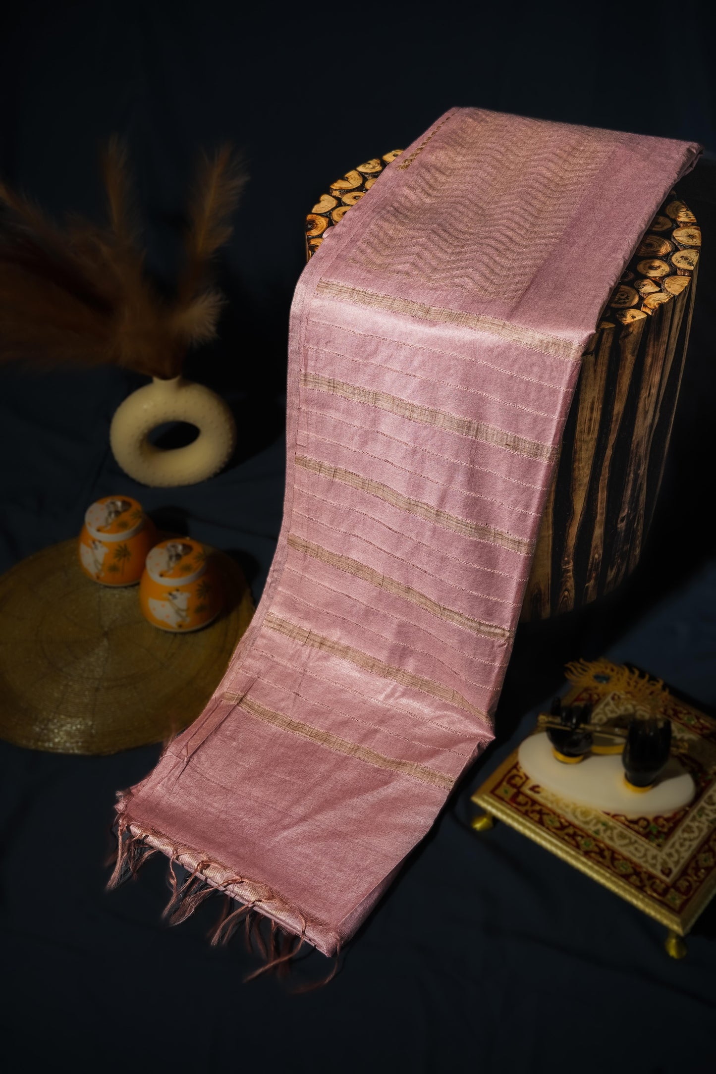 Sutrayan Rose Dust — Handwoven Chanderi Silk Saree in Subtle Blush