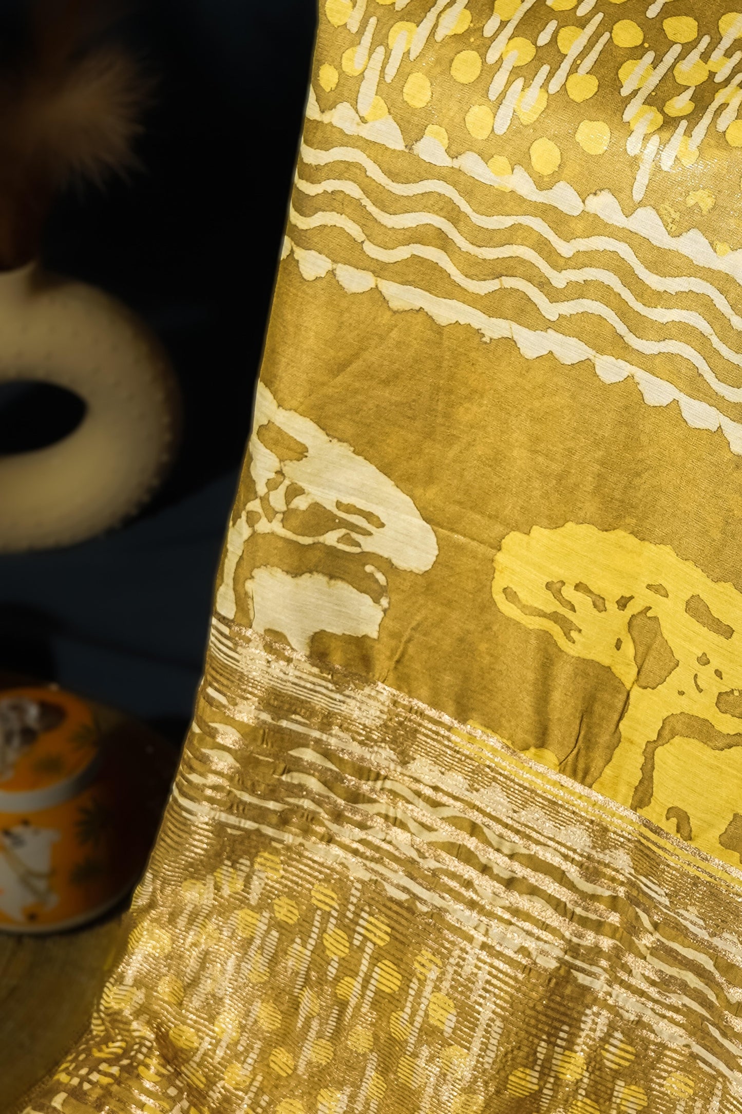 Sutrayan Golden Flora - Pure Chanderi Silk Saree with Floral Zari Weave
