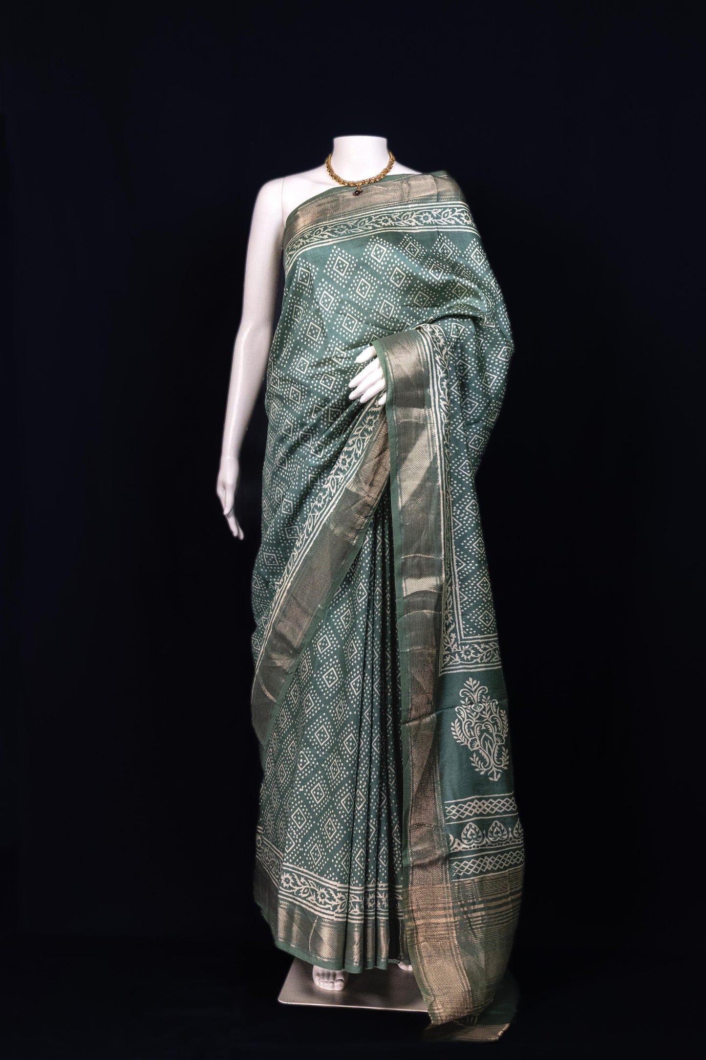 Maitri Teal Green - Muslin Silk Saree