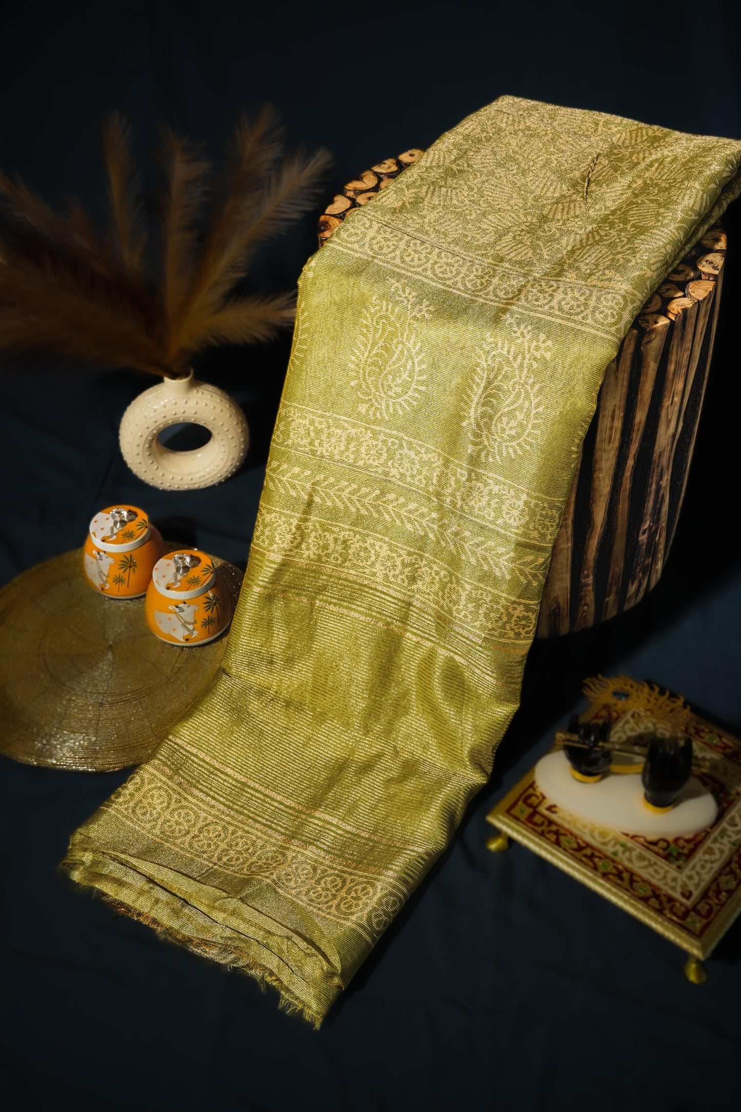 Anaya Olive Gold - Banarasi Zari Silk Saree