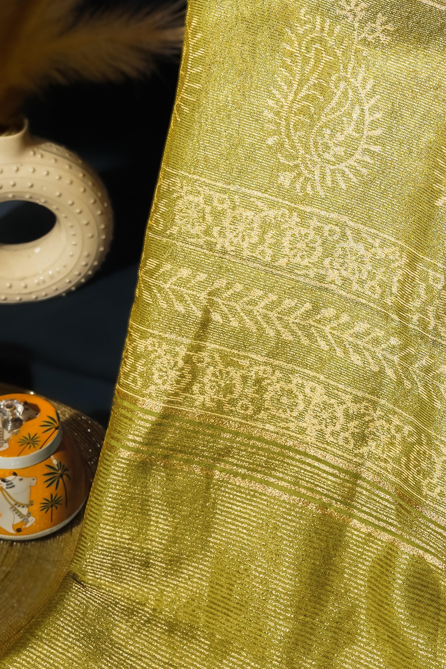 Anaya Olive Gold - Banarasi Zari Silk Saree