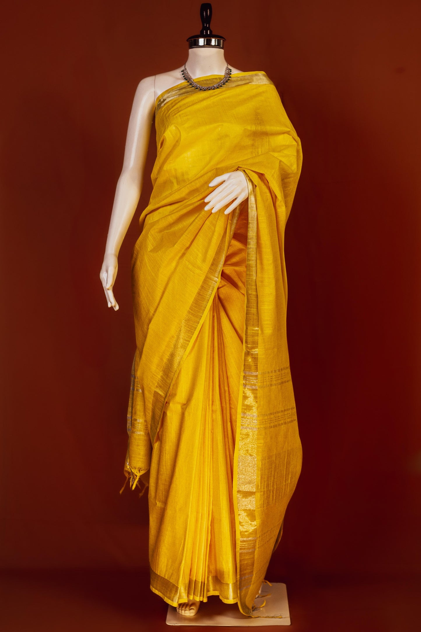 Sutrayan Radiance - Handwoven Yellow Cotton Silk Saree with Subtle Zari Accents