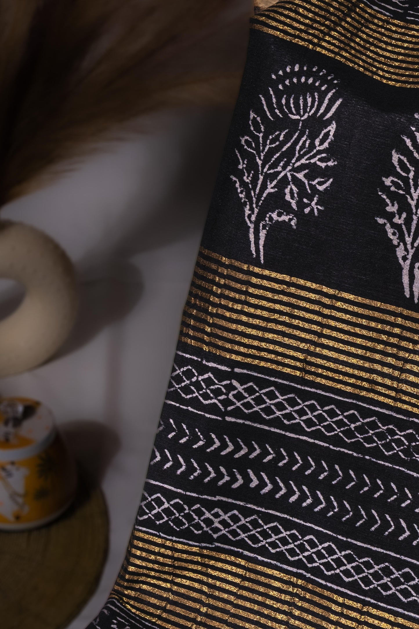 Sutrayan Flame Vine — Handwoven Red Silk Saree with White Creeper Motifs and Contrast Pallu