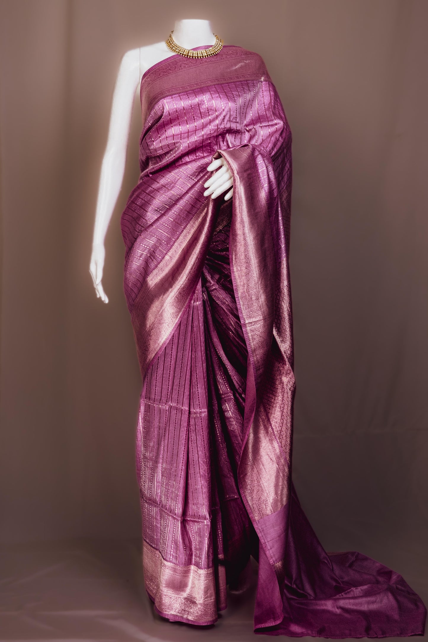 Sutrayan Amethyst Aura — Handwoven Purple Silk Saree with Subtle Zari Weave