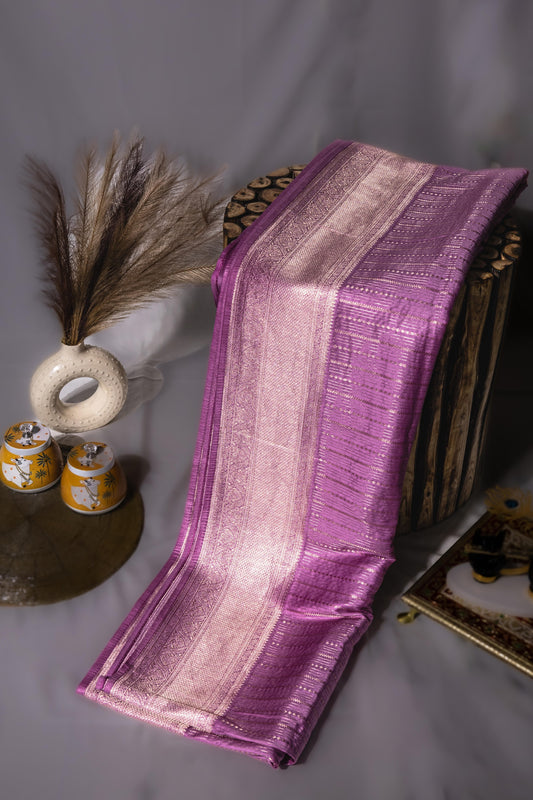 Sutrayan Amethyst Aura — Handwoven Purple Silk Saree with Subtle Zari Weave