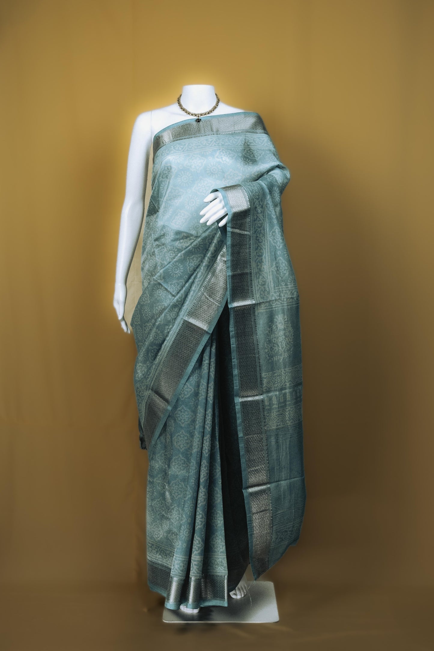 Neelkamal - Icy Teal Tissue Silk Saree