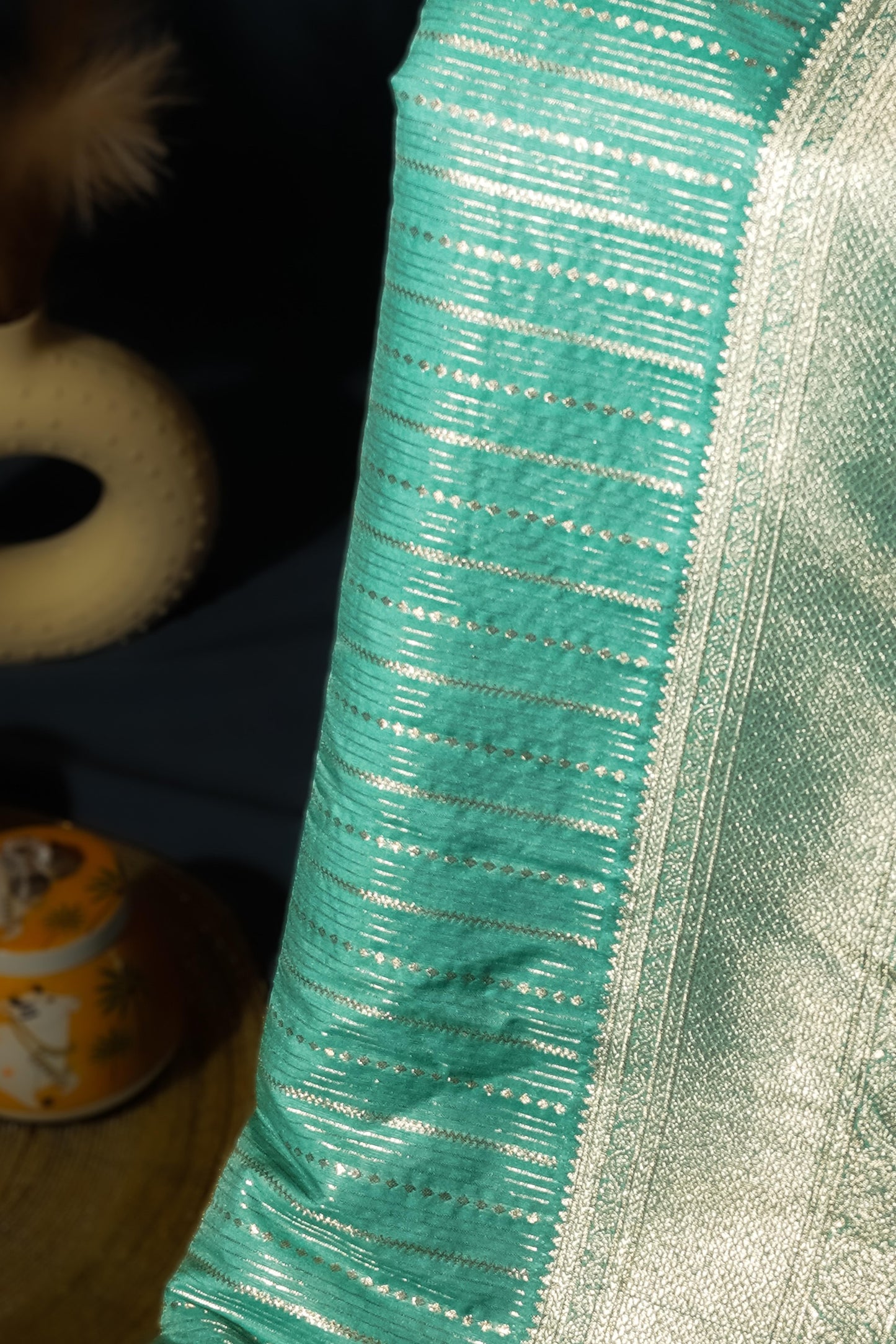 Sutrayan Mint Sheen — Soft Silk Saree with Subtle Zari Accents