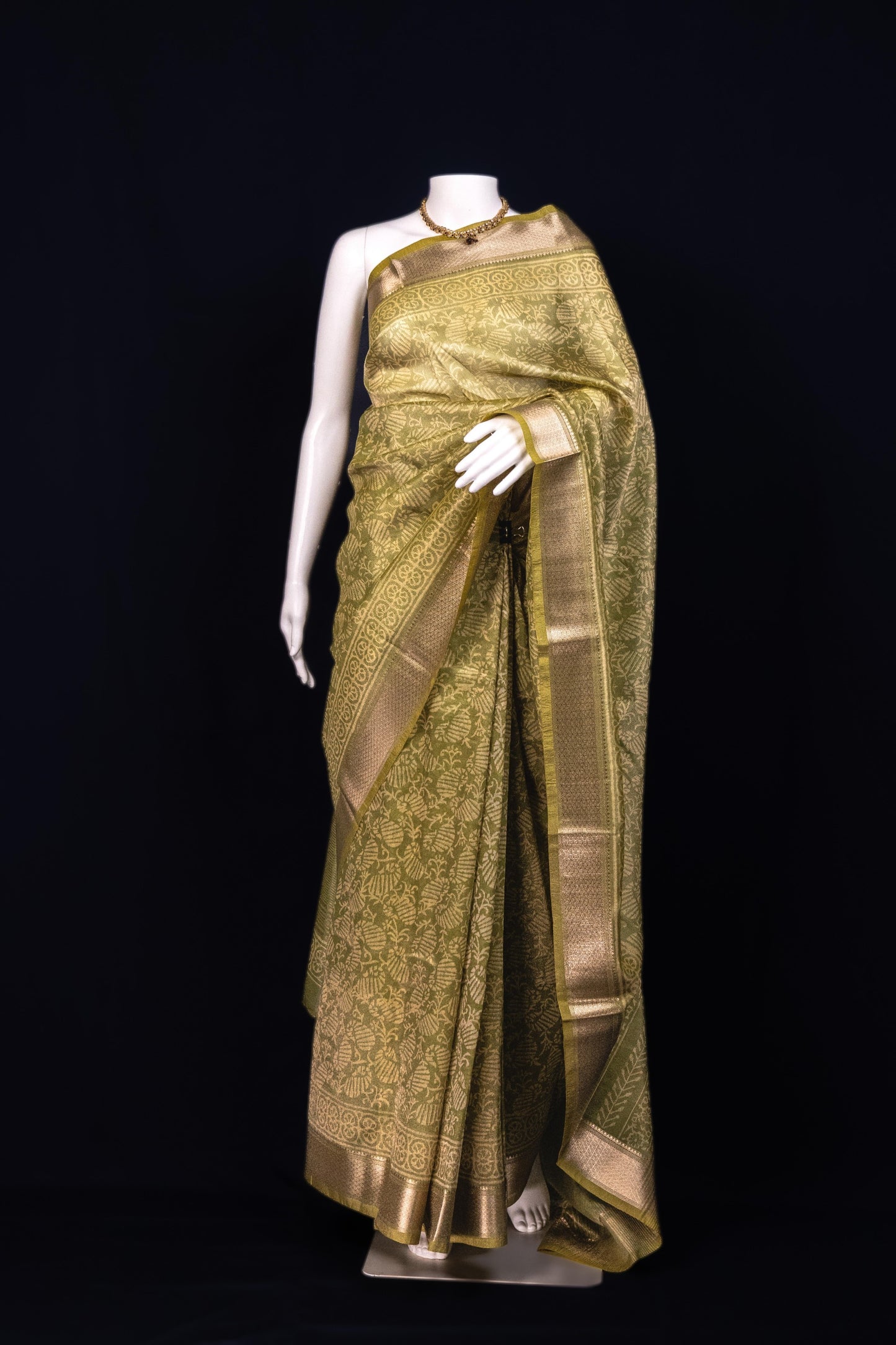 Anaya Olive Gold - Banarasi Zari Silk Saree